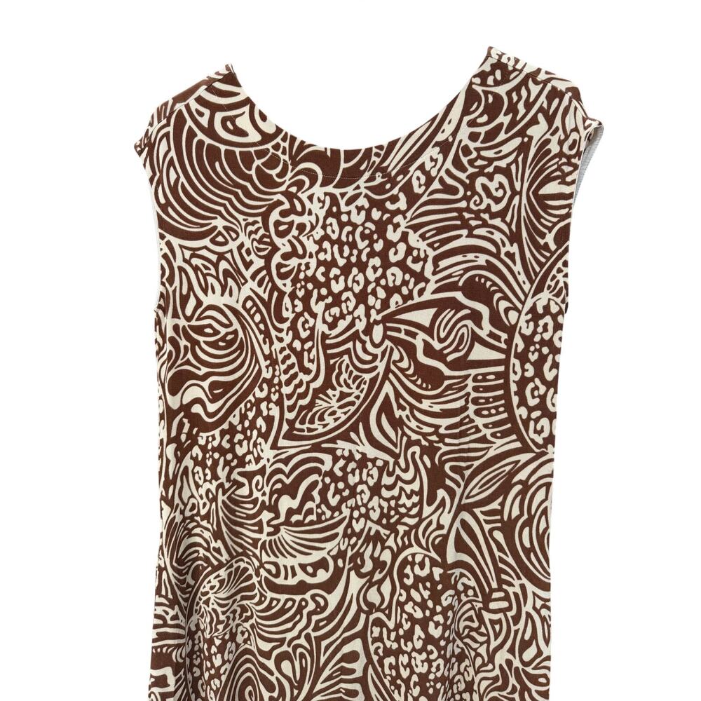 Chicos Travelers Dress 0 Small 4 6 Brown Paisley Animal Print Sleeveless Maxi - Picture 4 of 7